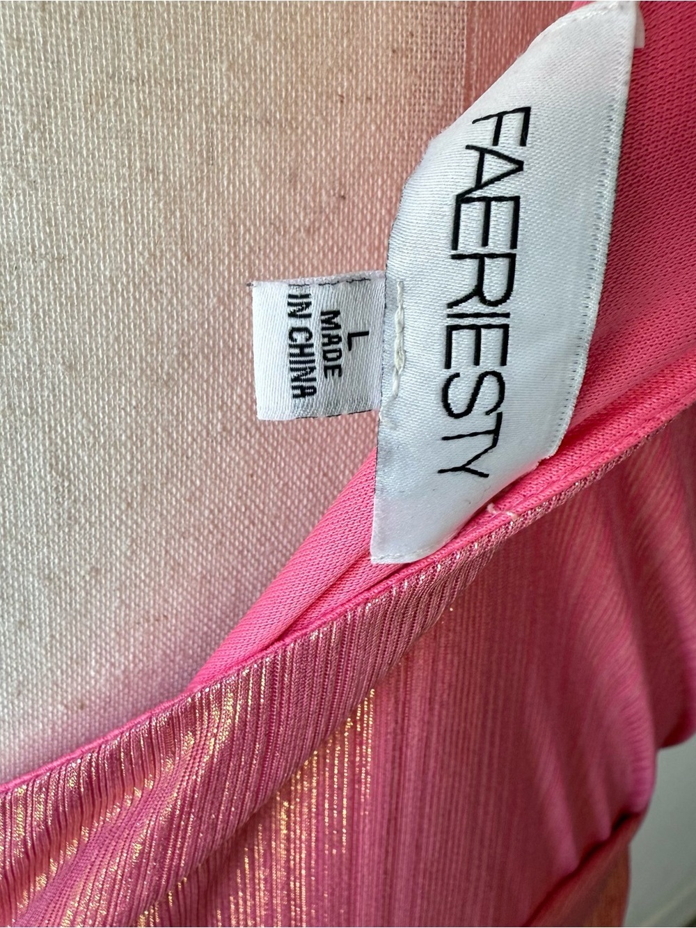 Faeriesty Dressalisa Maternity One Shoulder Floor Length Pink Metallic Gown - Picture 9 of 11